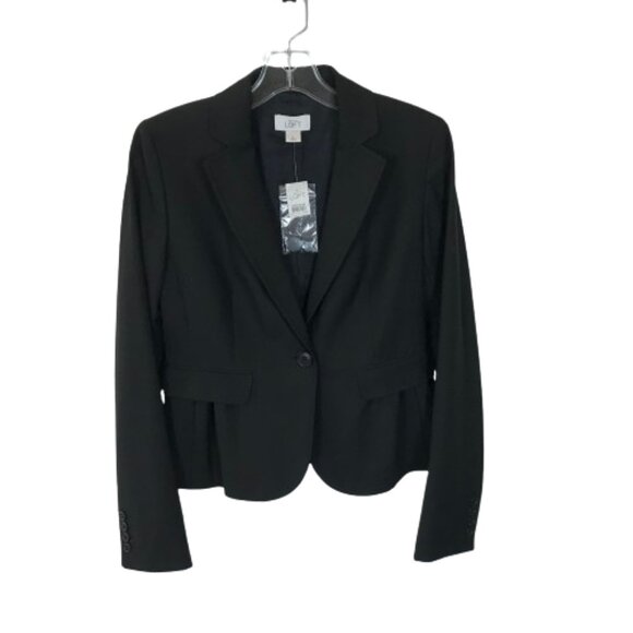 NWT Womens Size 4 Ann Taylor LOFT Black Cropped One-Button Structured Blazer - Picture 1 of 3
